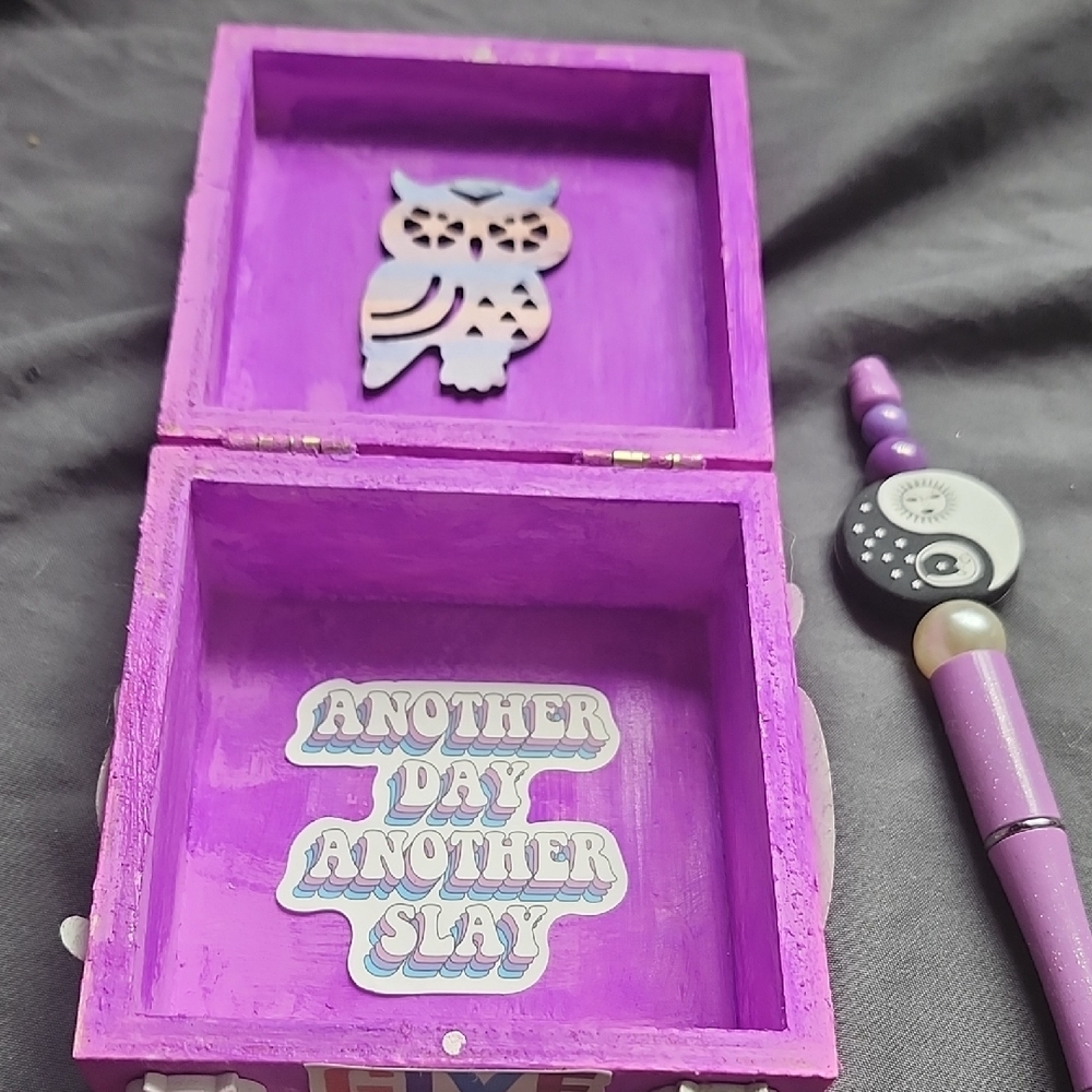 Purple Owl Decor Box with Pen - Picture 3 of 8